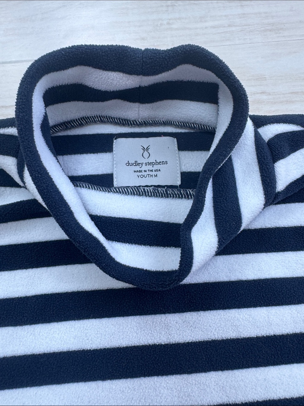 Dudley Stephens Navy & White Striped Turtleneck Sweater